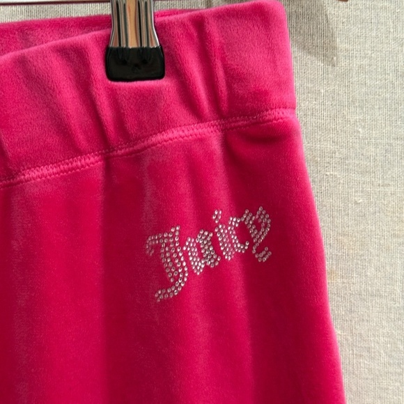 Juicy Couture Wide Leg Track Pants Rhinestone Logo Hot Pink - Picture 3 of 8